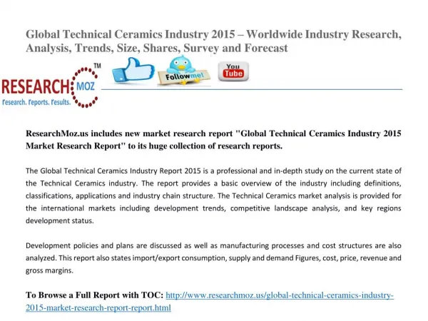 Global Technical Ceramics Industry 2015 Market Research Report