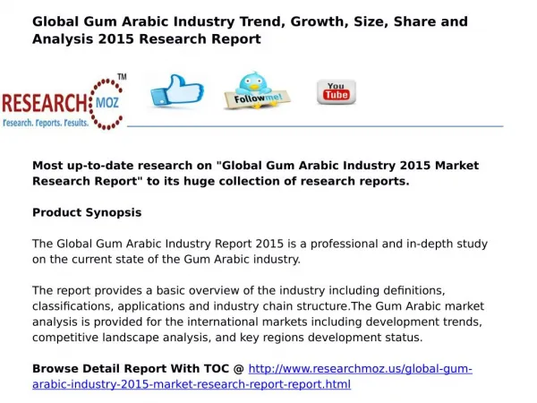 Global Gum Arabic Industry 2015 Market Research Report