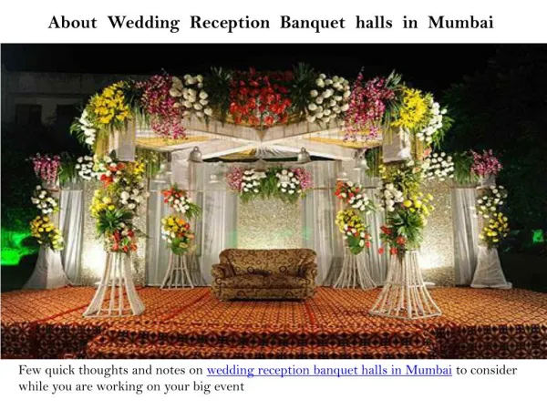 About Wedding Reception Banquet halls in Mumbai