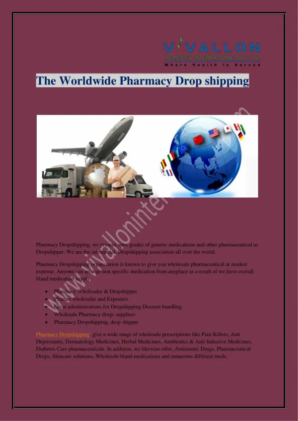The Worldwide pharmacy dropshipping