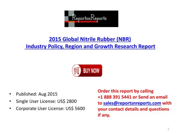 Nitrile Rubber Industry Global Trends and Development Research 2015