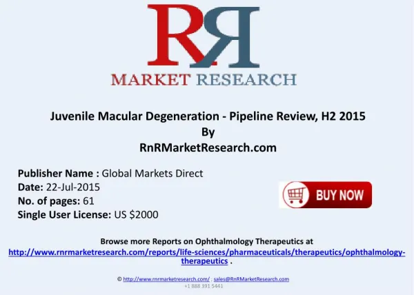 Juvenile Macular Degeneration Pipeline Therapeutics Assessment Review H2 2015