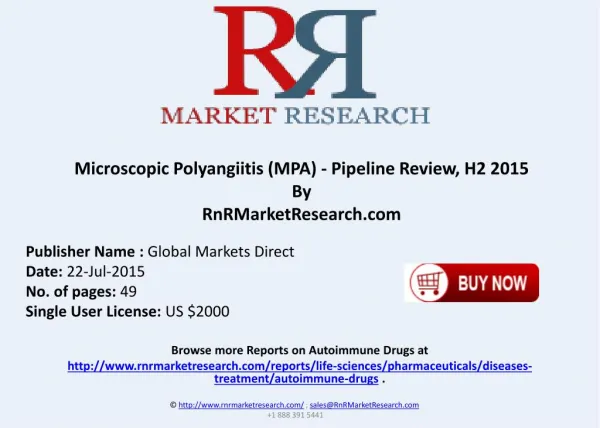 Microscopic Polyangiitis Pipeline Therapeutics Assessment Review H2 2015