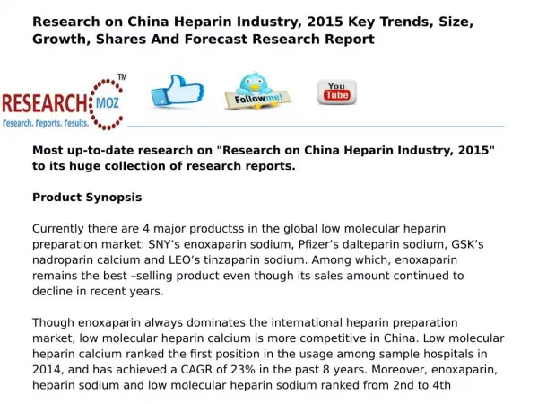 Research on China Heparin Industry, 2015