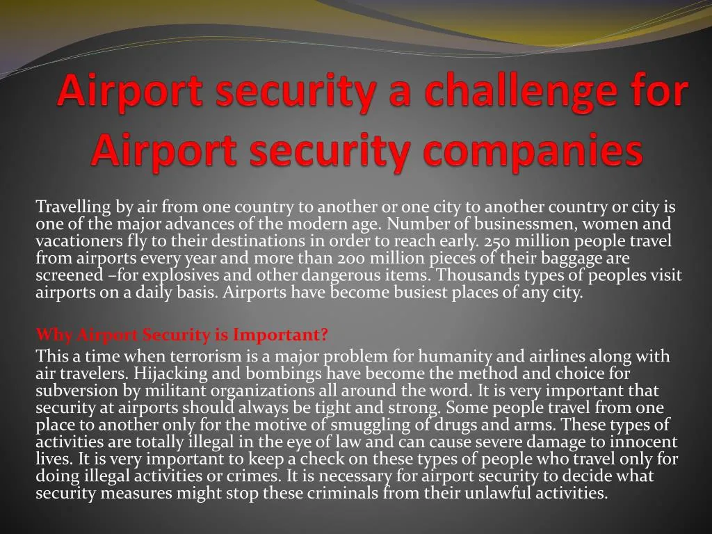 airport security a challenge for airport security companies