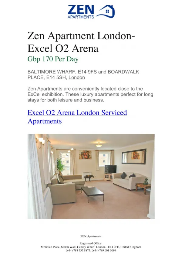 Zen Apartments – Excel O2 Arena | Zen Apartments London | Zen Apartments London