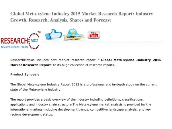 Global Meta-xylene Industry 2015 Market Research Report