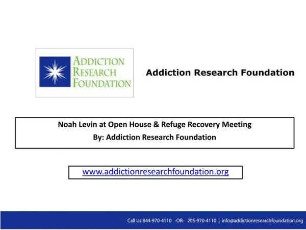 Open House & Refuge Recovery Meeting & Workshop with Noah Levin by Addiction Research Foundation