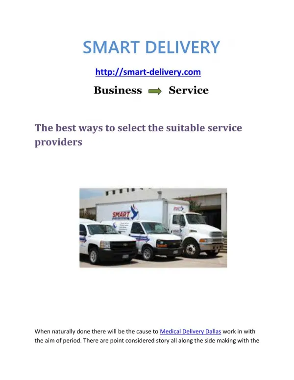 Medical Delivery Logistics Services Dallas