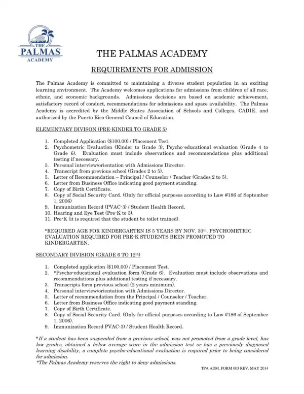 Requirements-for-Admission | Palmas Academy