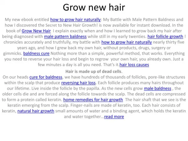 Grow New Hair | Male Pattern Baldness