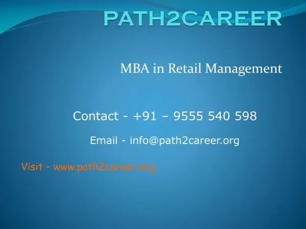 MBA in Retail Management @8527271018