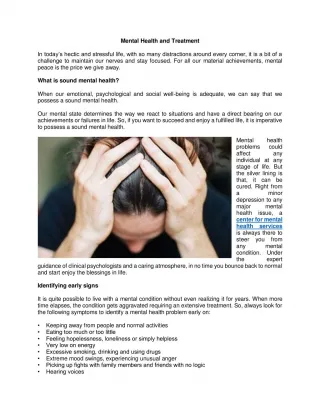 Mental Health and Treatment - slide 1