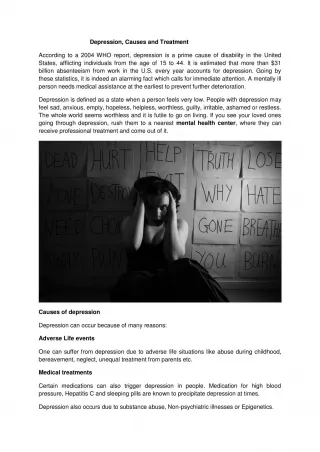 Depression, Causes and Treatment - slide 1