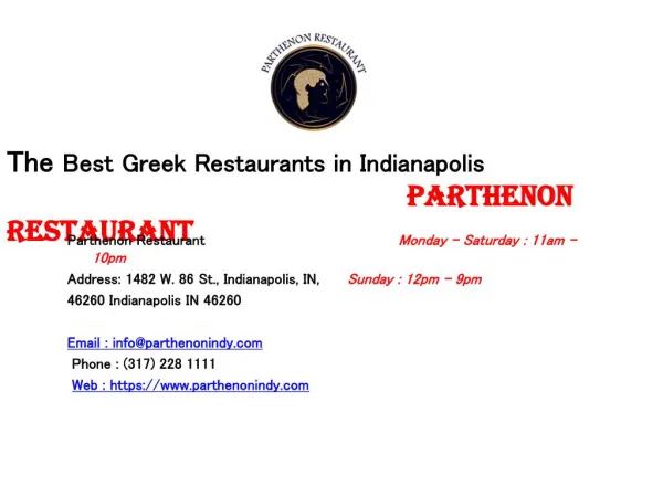 Best Greek Restaurants Indianapolis - Parthenon Restaurant