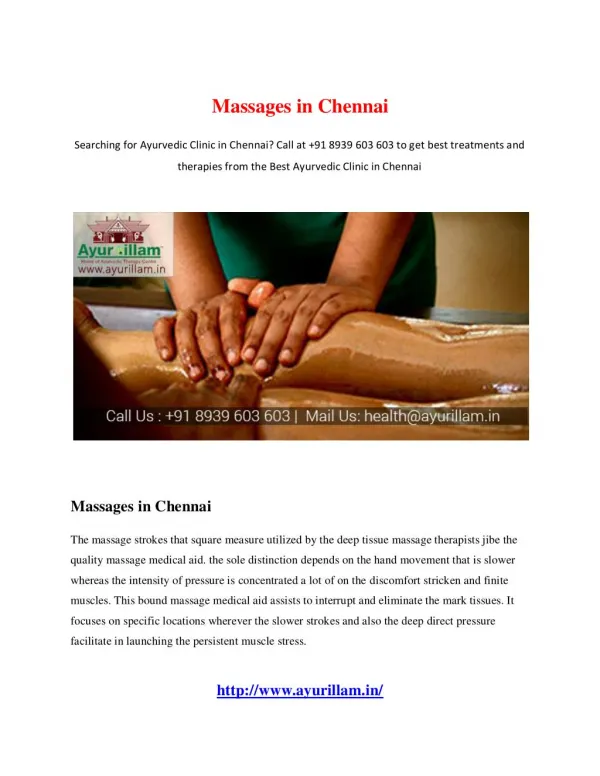 Massages in Chennai