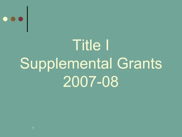 Title I Supplemental Grants 2007-08