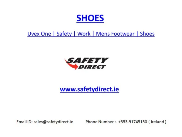 Uvex One | Safety | Work | Mens Footwear | Shoes | safetydirect.ie