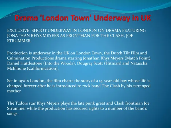 Drama 'London Town' Underway in UK