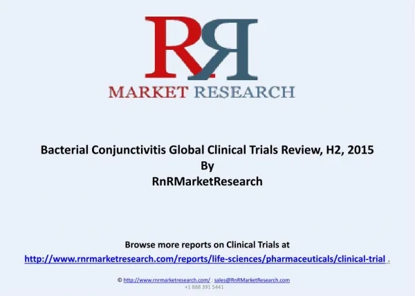 Bacterial Conjunctivitis Global Clinical Trials and Market Review, H2, 2015