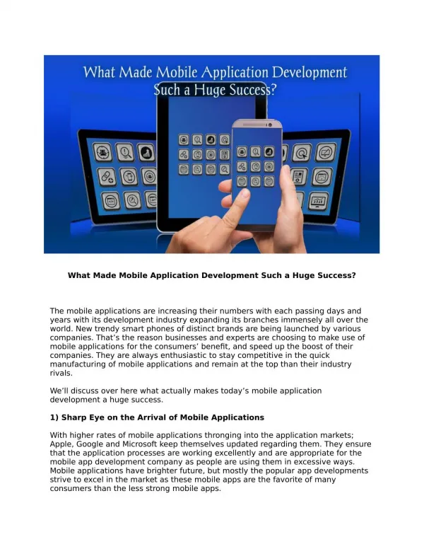 What Made Mobile Application Development Such a Huge Success?