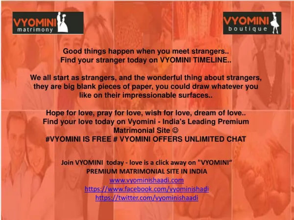 Find your stranger @Vyominishaadi