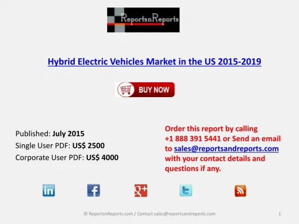 Hybrid Electric Vehicles Market in the US 2015-2019