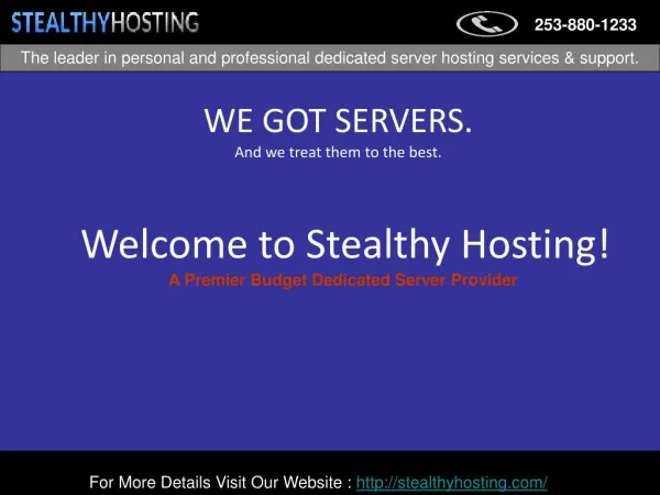 Dedicated Servers- Stealthy Hosting