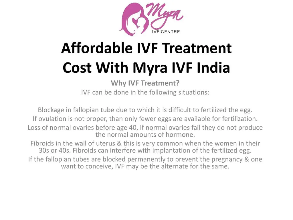 affordable ivf treatment cost with myra ivf india
