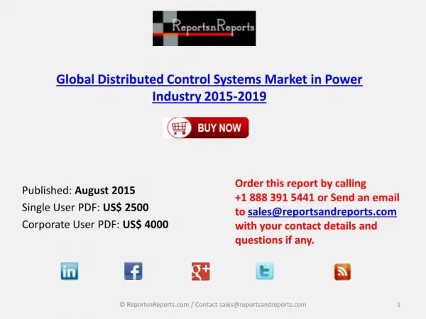 New Analysis of Distributed Control Systems Market in Power Industry Worldwide 2015-2019