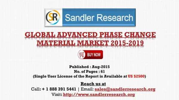 Global Research on Advanced Phase Change Material Market to 2019: Analysis and Forecasts Report