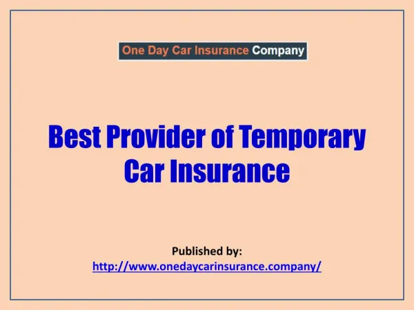 Best Provider Of Temporary Car Insurance