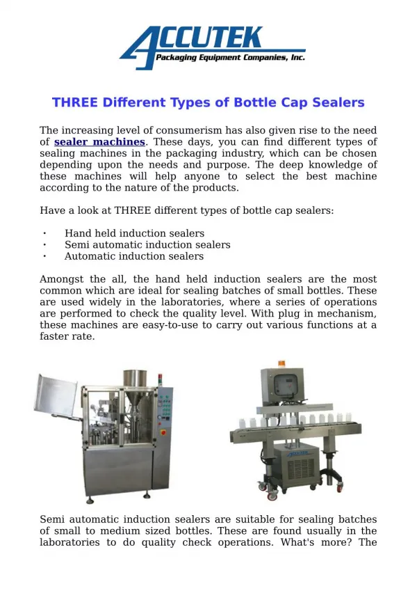 THREE Different Types of Bottle Cap Sealers