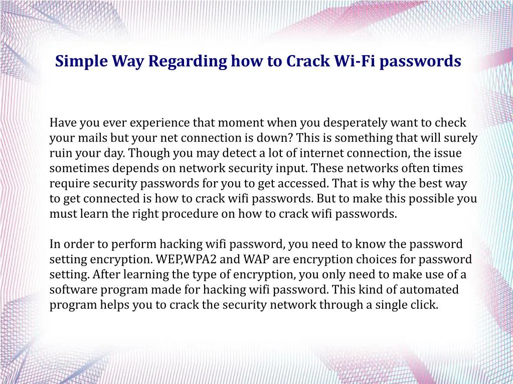 simple way regarding how to crack wi fi passwords