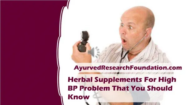 Herbal Supplements For High BP Problem That You Should Know