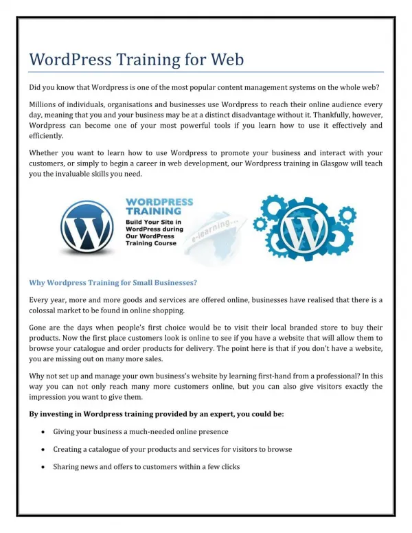 WordPress Training for Web
