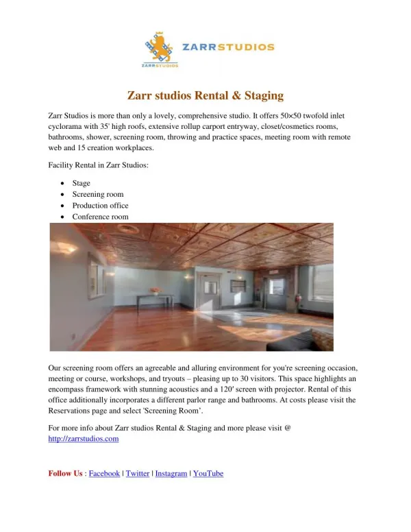 Zarr studios Rental & Staging
