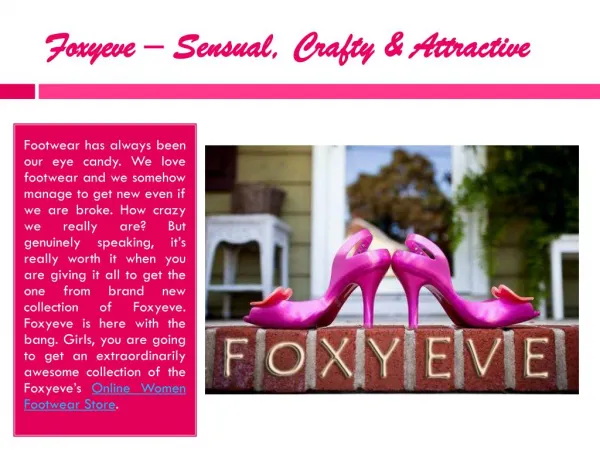 Foxyeve - Buy Women Shoes Online in India
