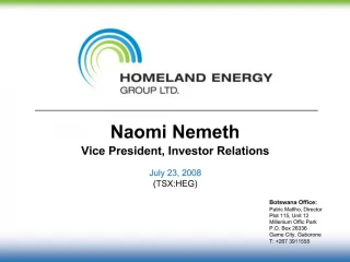 Naomi Nemeth Vice President, Investor Relations - slide 1