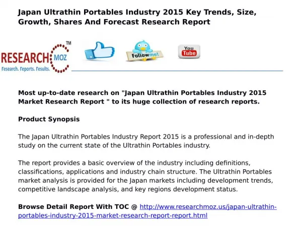 Japan Ultrathin Portables Industry 2015 Market Research Report