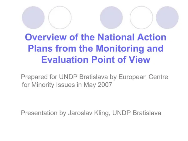 Overview of the National Action Plans from the Monitoring and Evaluation Point of View