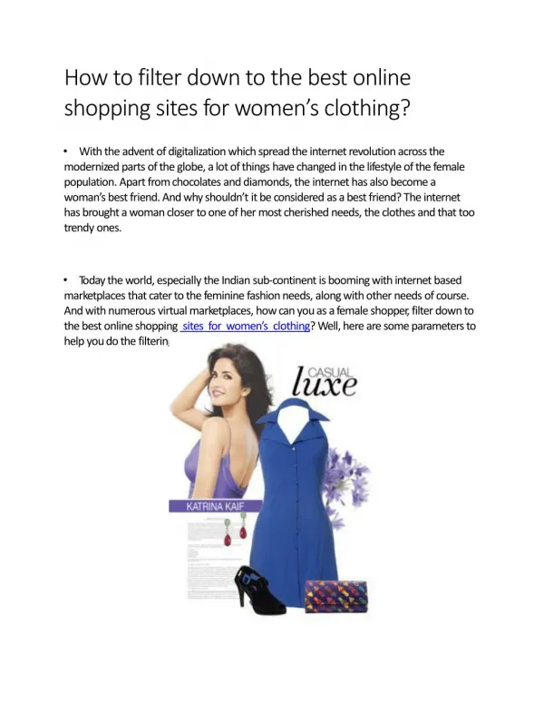 How to filter down to the best online shopping sites for women’s clothing?