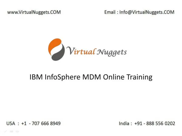 IBM InfoSphere Master Data Management | MDM Online Training at VirtualNuggets