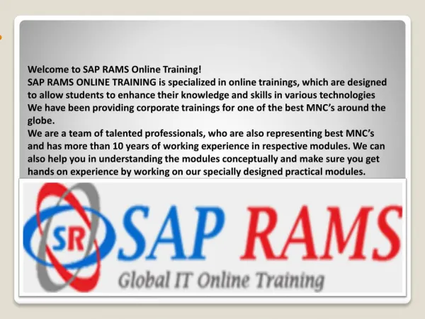SAP online training - sap rams online training - MSBI online training