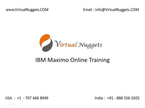IBM Maximo Online Training Services at VirtualNuggets