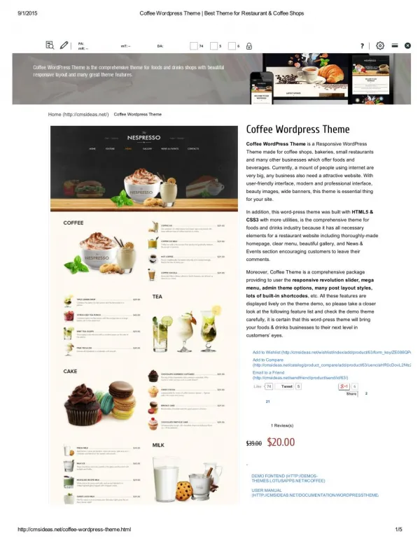 Coffee Wordpress Theme