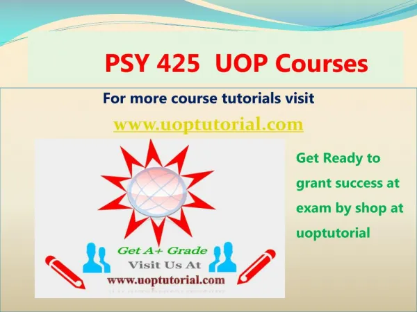 PSY 425 UOP Tutorial Course/ Uoptutorial