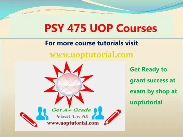 PSY 475 UOP Tutorial Course/ Uoptutorial