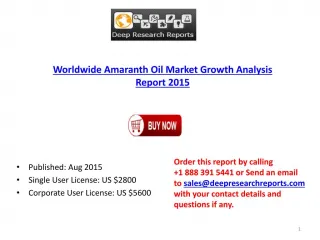 Global Amaranth Oil Industry Applications, Trends and 2020 Forecasts - slide 1