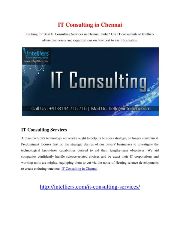 IT Consulting in Chennai